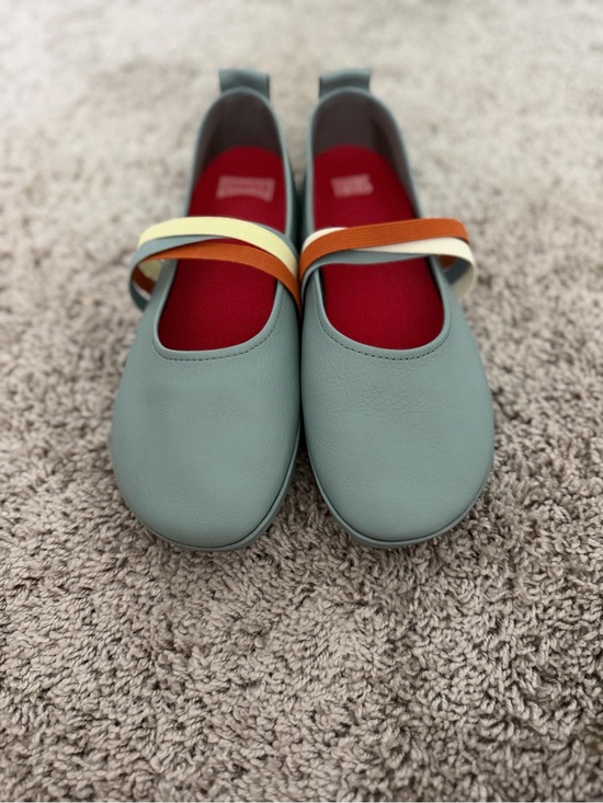 Camper Shoes - Camper Women's Light Blue Slip-On Flats with Multicolor Elastic Straps